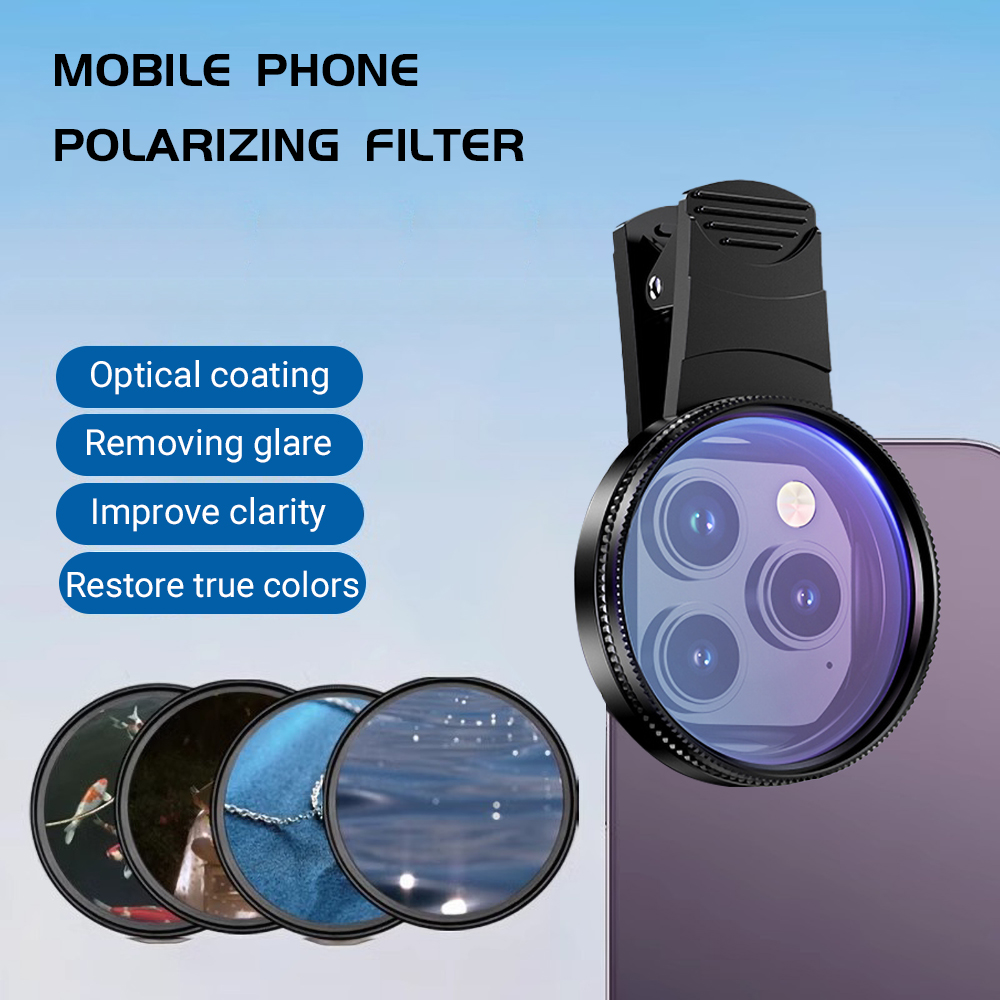 Photography With Mobile - 52 ミリメートル携帯電話レンズユニバーサル偏光カメラクリップカメラアクセサリー付き円形 iPhone サムスン Xiaomi すべてのスマートフォン用