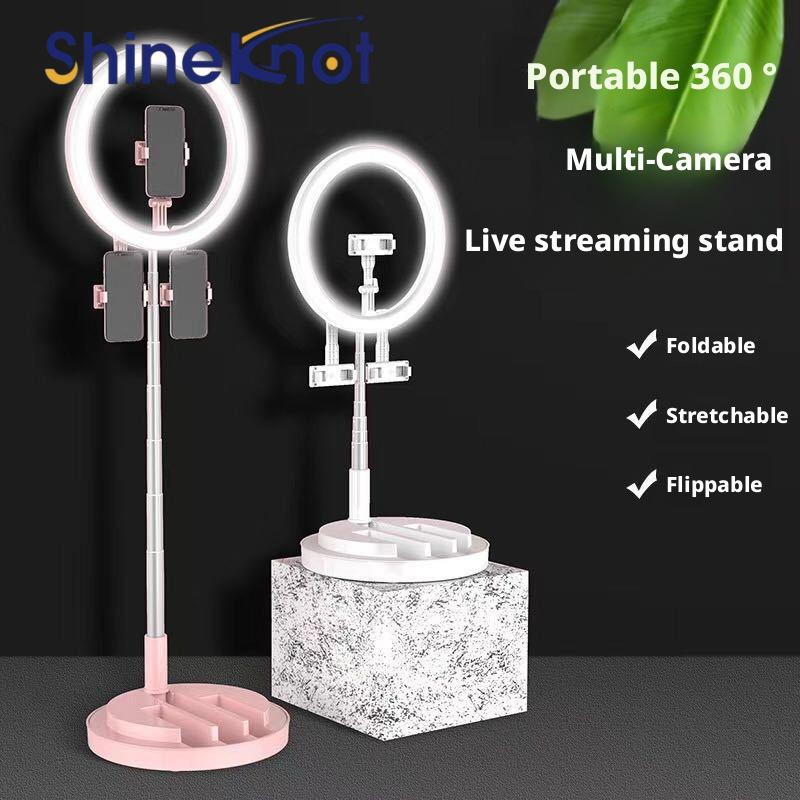 Photography With Mobile - SHINEKNOTモバイルビューティーフィルライト3段階調光LED 12インチ写真撮影用円形ブラケットライト調整可能まつげエクステ用折りたたみ式ライト