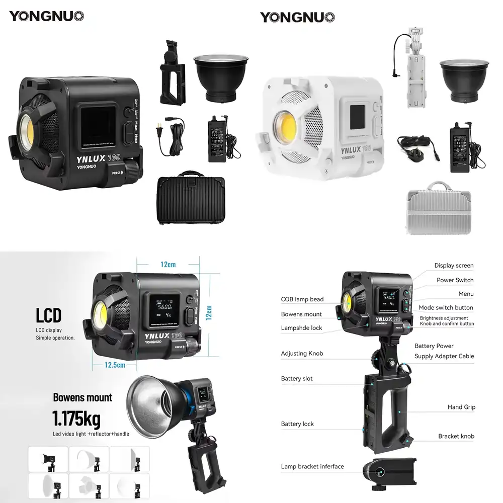 Photography Videos - YONGNUO YNLUX100 100W 3200K-5600K コンパクトハンドヘルドLEDビデオCOB撮影用フィルライト（写真スタジオ用）
