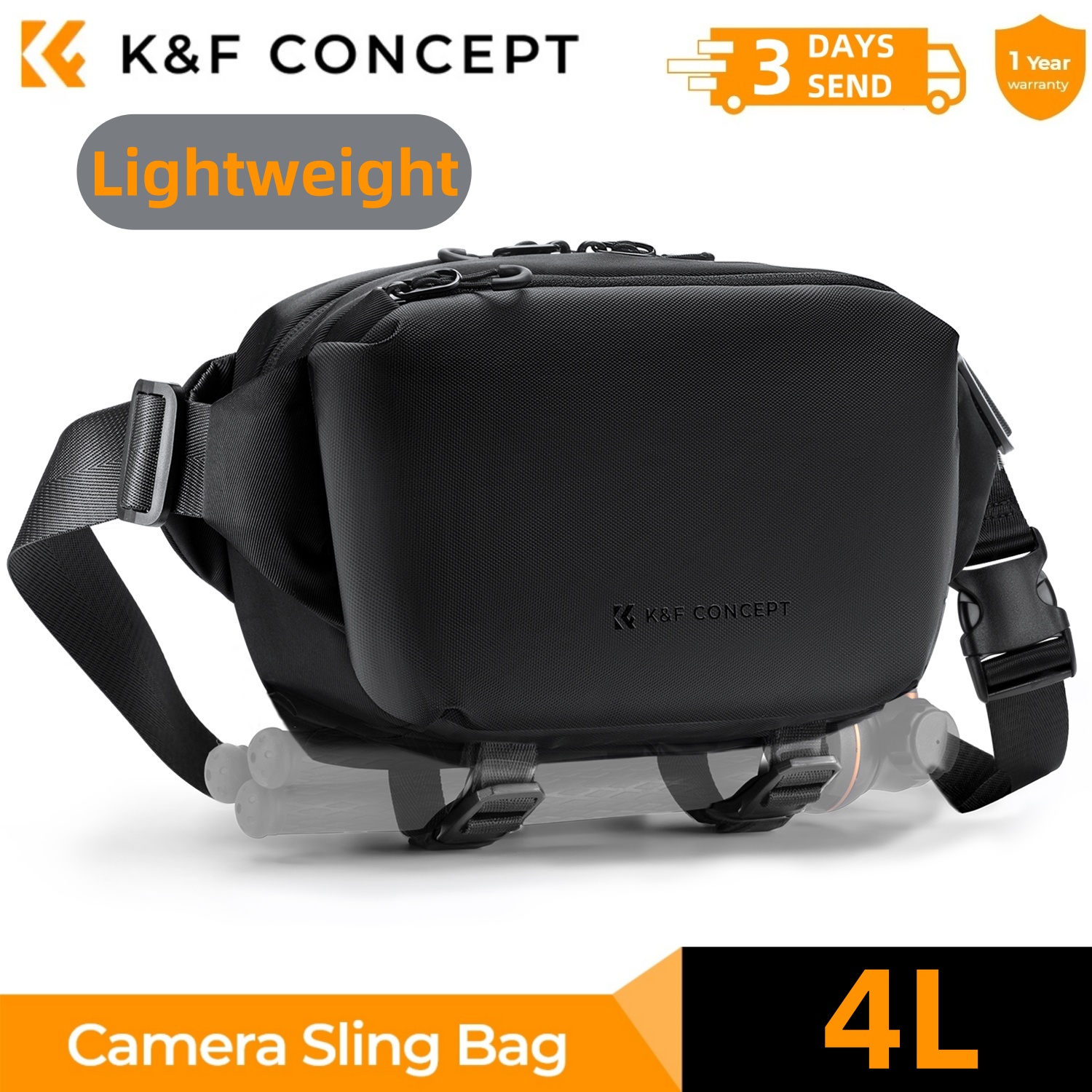 Photography Camera - K&F CONCEPT 4L カメラスリングバッグ軽量旅行写真ショルダーバッグキヤノンソニー DSLR 一眼レフカメラケース三脚ホルダー用