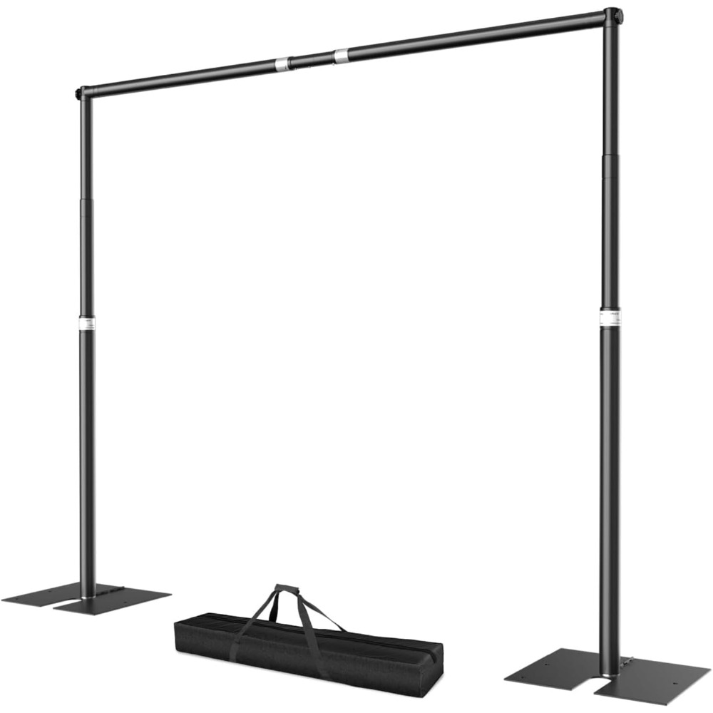 Backdrop Stand Kit - 米国発送 10x10フィート バックドロップスタンド ヘビーデューティーパイプ＆ドレープキット 調節可能な写真背景フレーム フラットベース付き