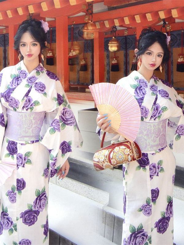 Photography Online - 伝統的な日本の着物スタイルの写真撮影用ドレス女性用エスニックファッションステージ衣装ポリエステル素材オンライン限定