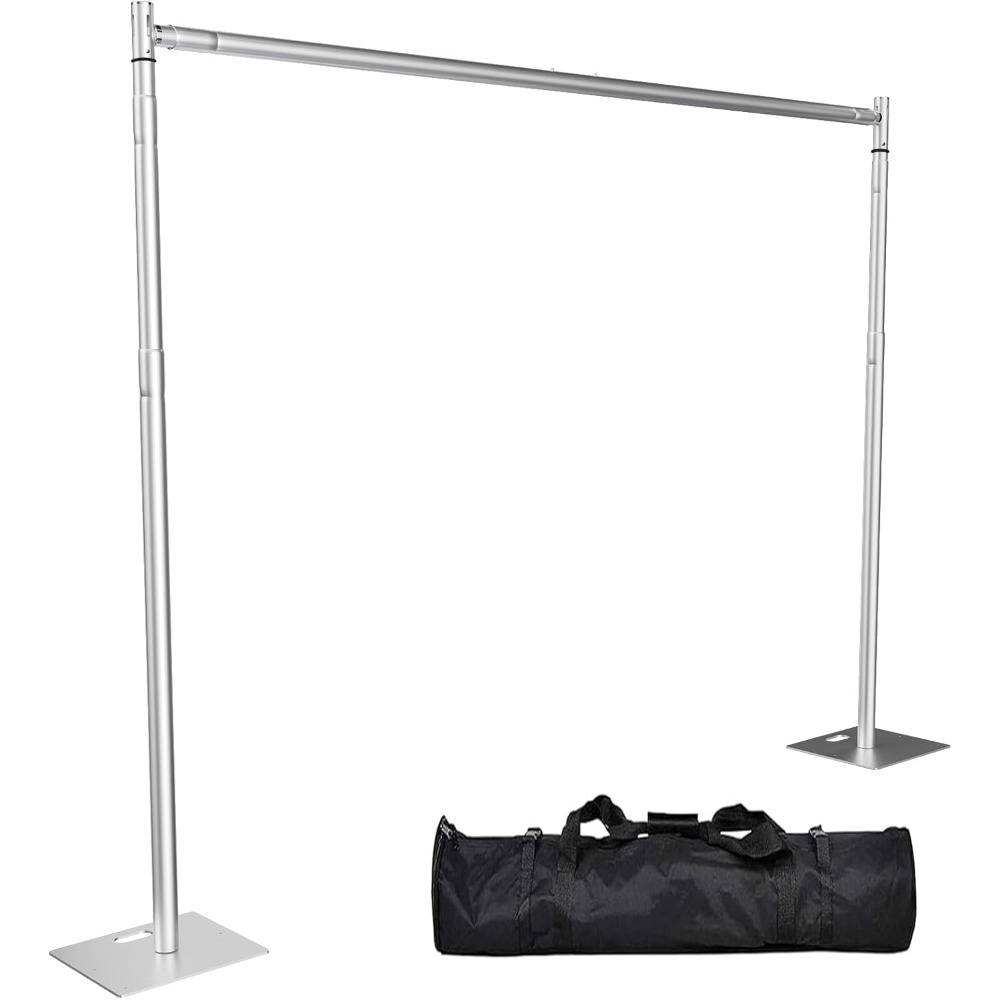Backdrop Stand Kit - 頑丈な背景スタンドキット 10x10フィート 調節可能な伸縮式ポールフレーム 金属製ベース付き パーティー 結婚式