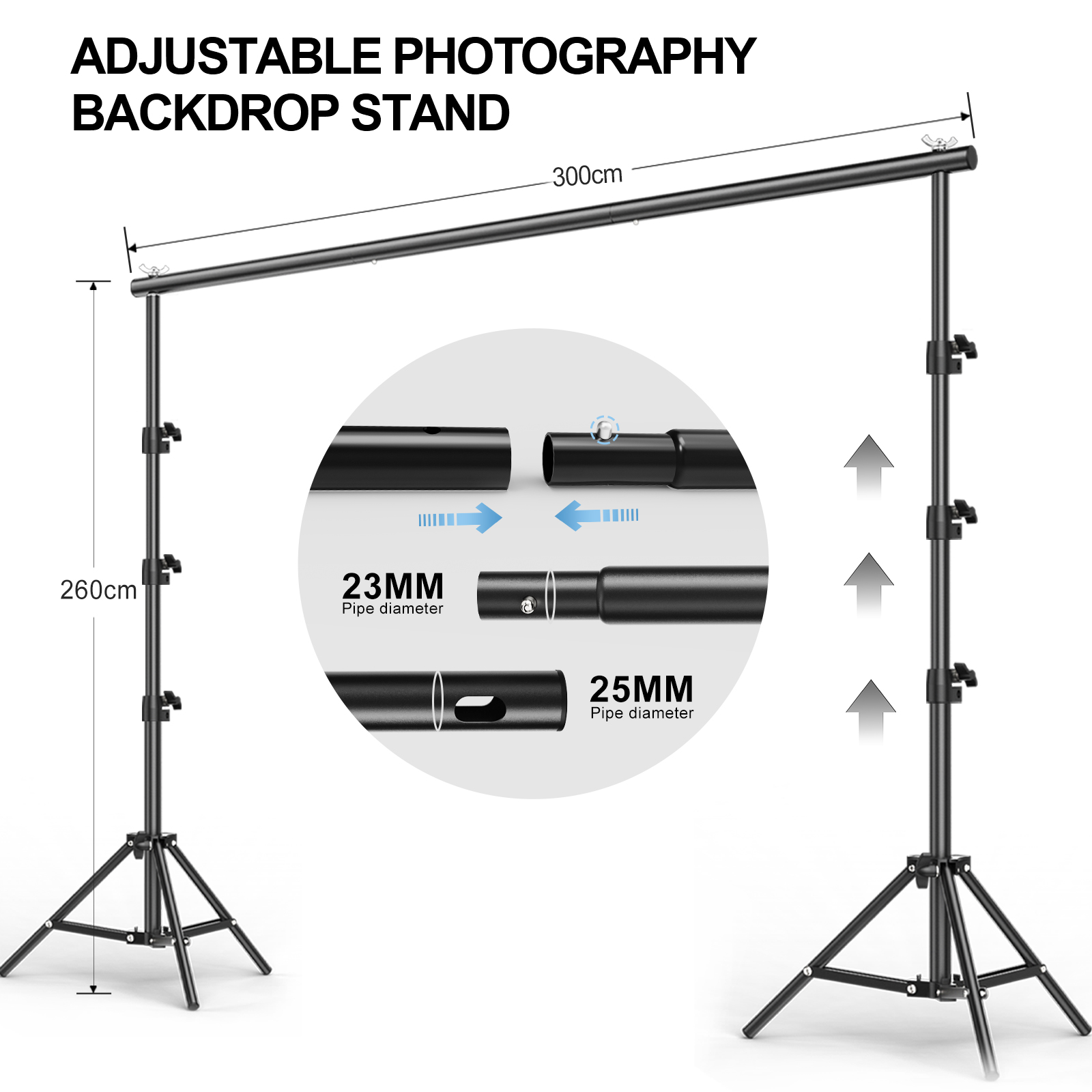 調整可能な写真撮影用背景スタンドキット（2.6x3m） |  - Backdrop Stand Kit のレビューと価格