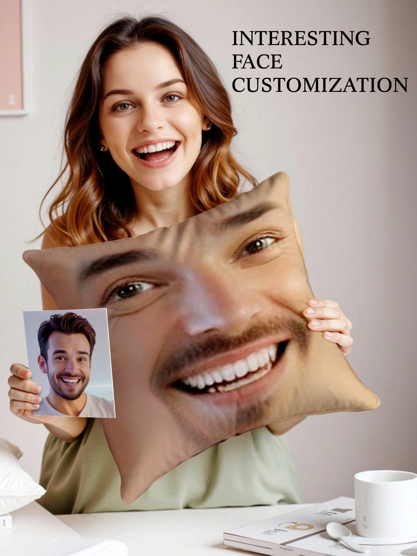 1pc カスタムフェイススクエア枕パーソナライズされた写真枕 - Photography Ideas のレビューと価格