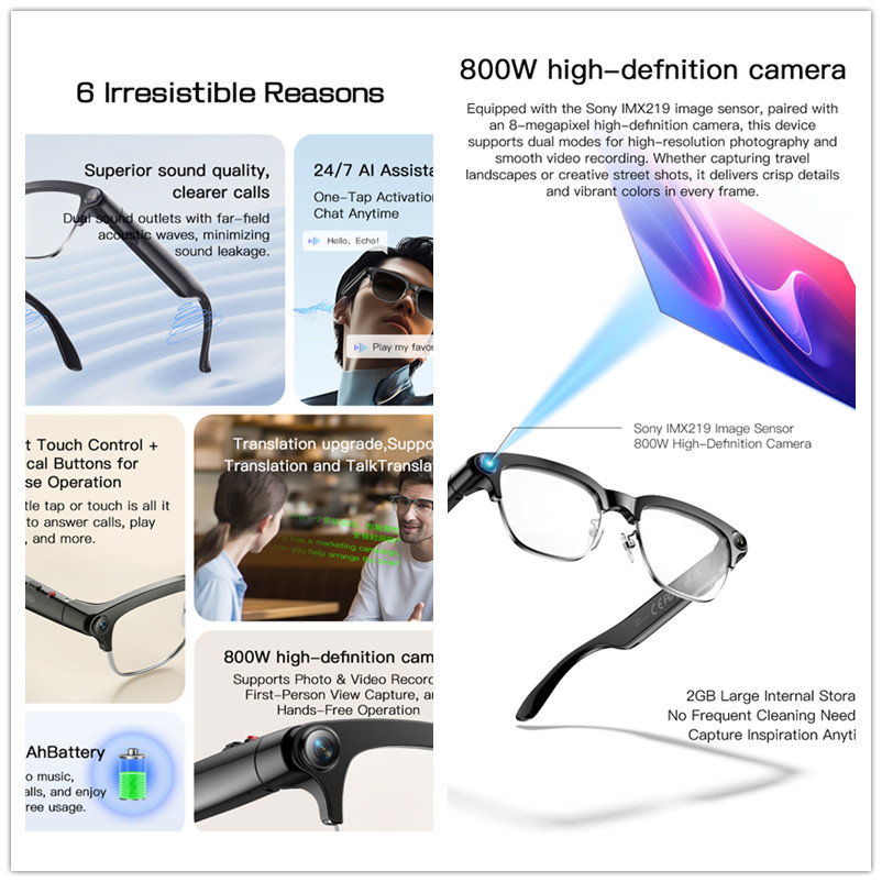 2026年新型8MP超広角HDカメラ搭載スマートグラス、ビデ - Photography Product のレビューと価格