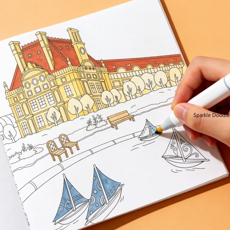 高精細線画ぬりえブック、ヨーロッパ風景模様落書きブック、スト - Photography Book のレビューと価格