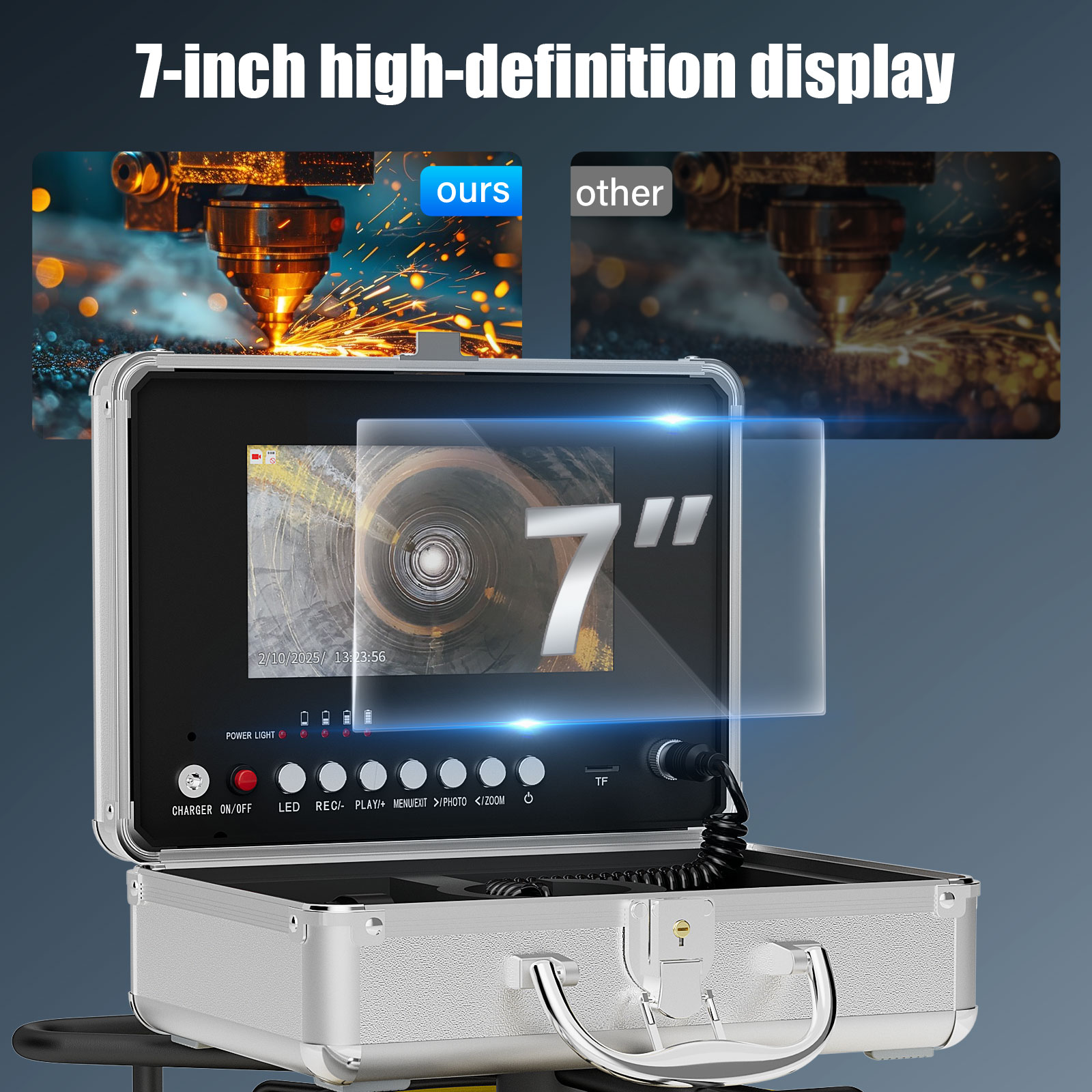 7インチ下水道検査カメラ、1080P HDプローブ5倍ズーム - Photography Zooming のレビューと価格