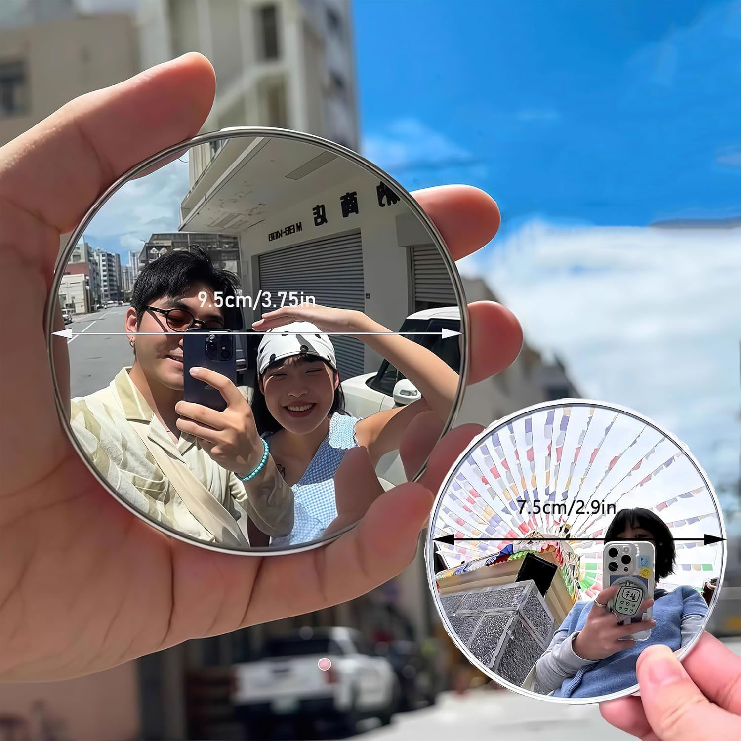 ラウンド凸面鏡旅行自撮り写真小道具高精細ミラーポータブル化粧 - Photography Product のレビューと価格