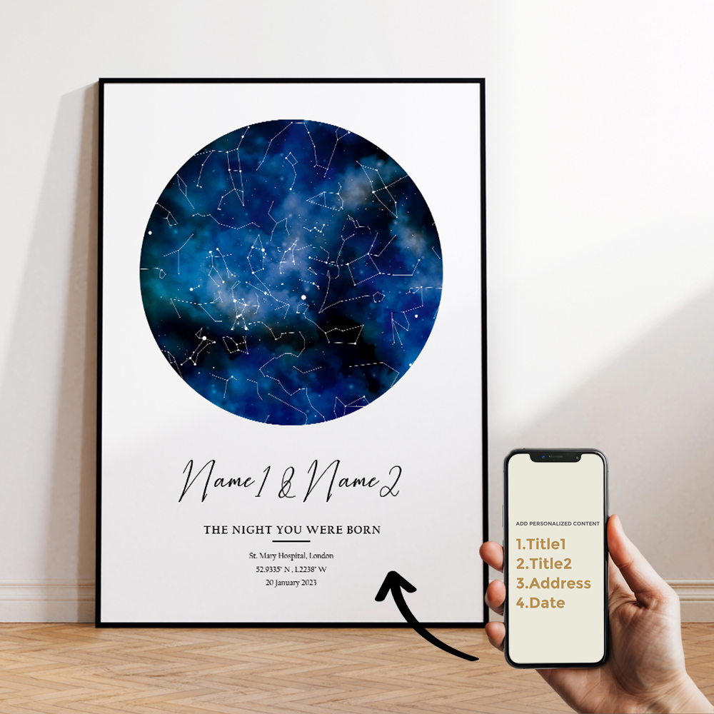 現代風カスタムパーソナライズ夜空星図ウォールアートキャンバス - Photography Object のレビューと価格