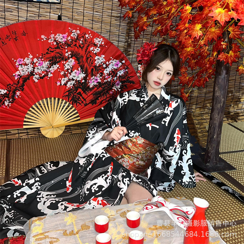 新しい2026年桜柄着物バスローブ改良版和風写真撮影用コスチ - Photography Young のレビューと価格