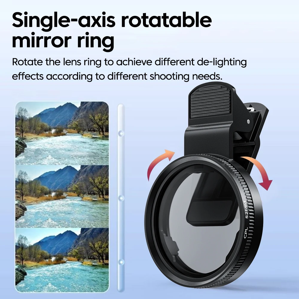 新しい52mm CPL携帯電話レンズフィルターレンズクリップ - Photography Zooming のレビューと価格
